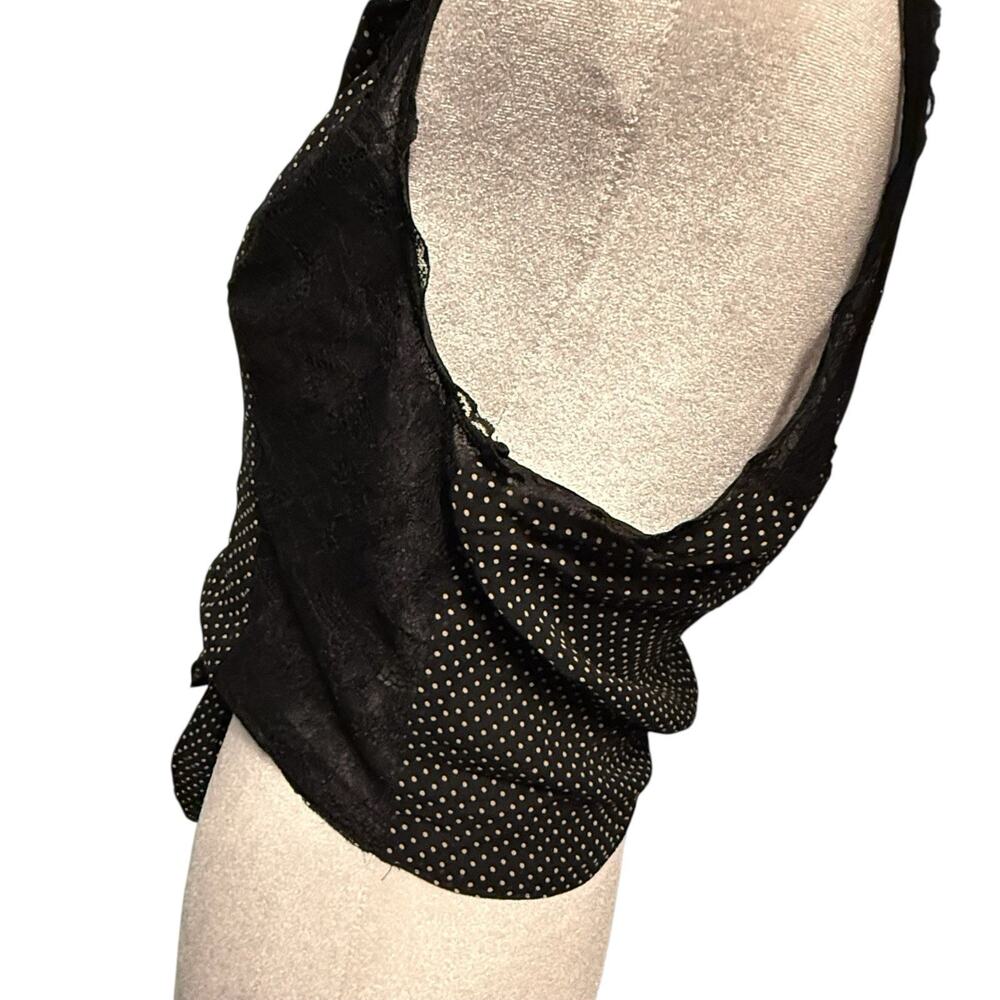 VTG Bebe Y2K Black 100% SILK Sheer Polka Dot Women Top SIZE SMALL Lacie Whimsy - Picture 4 of 16